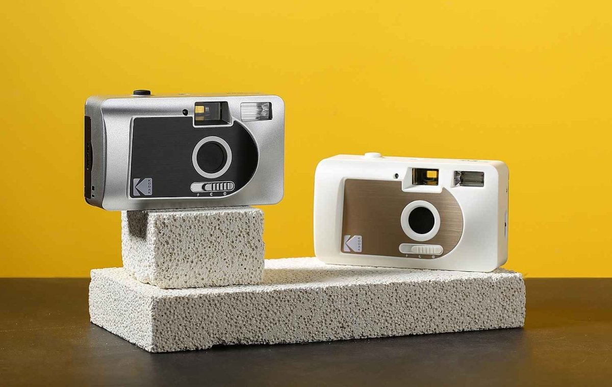 Kodak 35mm Film Camera Motorized S-88 - Linen White - Rewind Photo Lab - Kodak